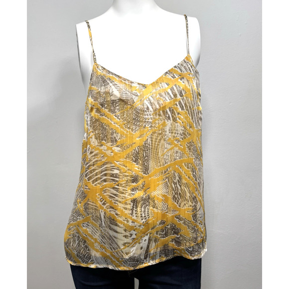 Roan Ryan Silky Lined Spaghetti Tank Top Artsy Geometric Statement Y2K Small - Picture 1 of 6